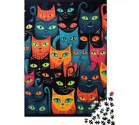 Cats Puzzle 1000 Pezzi, Fashion Cat Geografia Mentale, Esperienza Tattile, Opera Conversazionale 1000pcs (75x50cm)