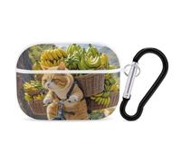 Cats Ride Bikes to Deliver Bananas AirPod Pro, custodia rigida antigraffio in policarbonato con portachiavi, accessorio per AirPod Pro 2°/1° custodia per donne e uomini, stile bianco