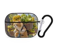 Cats Ride Bikes to Deliver Bananas AirPod Pro, custodia rigida antigraffio in policarbonato con portachiavi, accessorio per AirPod Pro 2°/1° custodia per donne e uomini, stile nero