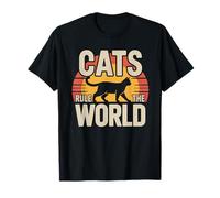 Cats Rule The World, Divertente Amante dei Gatti retrò Maglietta