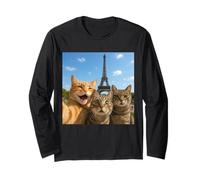 Cats Selfie in Paris Romantic Cat Moment Gift Maglia a Manica