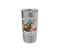 Cats Side Quest Distracted Tabletop Funny Men Women Kids Dad Bicchiere termico in acciaio inox doppia parete