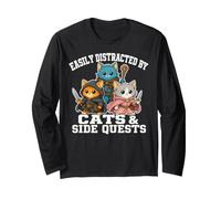 Cats Side Quest Distracted Tabletop Funny Men Women Kids Dad Maglia a Manica