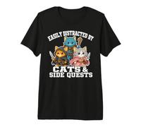 Cats Side Quest Distracted Tabletop Funny Men Women Kids Dad Maglietta Premium