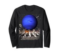 Cats Walking in Space Cat Astronaut Neptune Planet Cat Lover Maglia a Manica