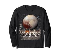 Cats Walking in Space Cat Astronaut Pluto Planet Cat Lover Maglia a Manica