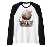 Cats Walking in Space Cat Astronaut Pluto Planet Cat Lover Maglia con Maniche Raglan