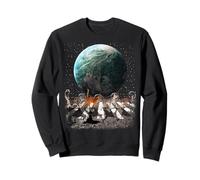 Cats Walking in Space Earth Moon Funny Kitty Cat Astronaut Felpa