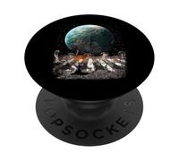 Cats Walking In Space Earth Moon Funny Kitty Cat Astronaut PopSockets PopGrip Adesivo