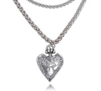 Cattaneo Accessori Metallici Collana con doppia catena cobra in acciaio inox e pendente a forma di cuore, 100% Made in Italy