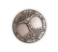 CATTANEO Fibbia tonda con Albero della vita in zama - Passante da 40 mm - Motivo decorativo - Finitura argento antico - Made in Italy