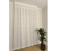 CATTANI TESSUTI Tende su misura con fettuccia arricciatenda, tessuto filtrante bianco ricamo grigio, larghezza pannello teso 280 cm, per binari da 140/170 cm, altezza da 180 a 285 cm - 280x267 cm