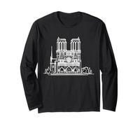 Cattedrale di Notre Dame One Line Art Parigi Francia Gothic Maglia a Manica