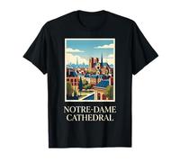 Cattedrale di Notre Dame Parigi Retro Travel Design Maglietta