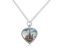 Cattedrale di San Basilio a Mosca Collana urna per Ceneri Impermeabile Cuore Memoriale Ciondolo con Kit di Riempimento Catena Regolabile 70,1 cm Cremazione Keepsake Gioielli per Cane Gatto Regalo di