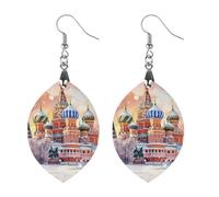 Cattedrale di San Basilio a Mosca Russia Orecchini in legno da donna a forma di albicocca orecchini pendenti gioielli pendenti
