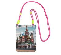 Cattedrale di San Basilio Piazza Rossa a Mosca Borsa per Cellulare da Donna, Custodia a Portafoglio con Tracolla Fucusia Borsa Da Viaggio