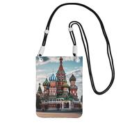 Cattedrale di San Basilio Piazza Rossa a Mosca Borsa per Cellulare da Donna, Custodia a Portafoglio con Tracolla Nera Borsa Da Viaggio