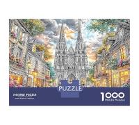 Cattedrale fuochi Logica Per Feste Regalo - 1000 Pezzi Busta Di Puzzle A Rompicapo Gothic Cathedral Town con Abilità Logica Per Giochi, Il Miglior Regalo Per Gli Amanti Dei Puzzle Sociali 70x50cm/1
