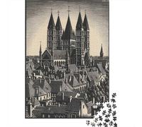 Cattedrale Gotica Puzzle 1000 Pezzi Carta Puzzle per Adulti Architettura Centro Storico Relax Decorazione Famiglia 52x38cm/1000pcs