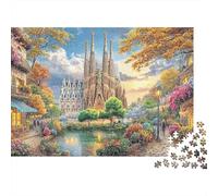 Cattedrale storica 1000 Pezzi Puzzle Per Coppie in Cartone Riciclato Gioco Educativo Sfida della della Sagrada Familia Relax Mentale Per Partner Adulti 52x38cm/1000pcs