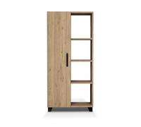 Catter House Armadio multiuso Larisa Sabbia 60 x 32 x 128 cm Realizzato in MDF e melammina con 1 porta, 3 ripiani esterni e 3 ripiani interni regolabili in altezza, colore rovere