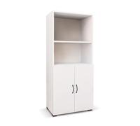 Catter House Atene 143 da 60 x 32 x 143 cm Armadio portaoggetti Multiuso Realizzato in MDF e melammina con 2 Porte, Interno e 1 ripiano Esterno, Colore Bianco, Legno ingegnerizzato, Normal