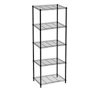 CATTERHOUSE Scaffale metallico con griglia Klaus 160-57x35x160 cm Scaffale portaoggetti colore nero con 5 ripiani, portata fino a 175 kg