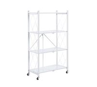 CATTERHOUSE Scaffale metallico pieghevole Kim 122-71,5x36x122,5 cm Scaffale portaoggetti colore bianco con ruote e 4 ripiani, portata fino a 160 kg