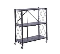 CATTERHOUSE Scaffale Metallico Pieghevole Catter House Kim 84 71,5x36x84 cm Color Nero con Ruote e 3 Ripiani Supporta Fino a 120 kg