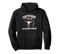 Cattitude Is Everything - Simpatico Gatto Kawaii con atteggiamento Felpa con Cappuccio