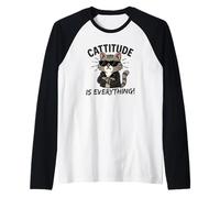 Cattitude Is Everything - Simpatico Gatto Kawaii con atteggiamento Maglia con Maniche Raglan