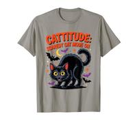 Cattitude Scaredy Cat Mode On Funny Black Cat Halloween Maglietta