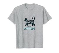 Cattitudine mentale Pawsitive: eccentrico Amante dei Gatti Maglietta, Uomo, Grigio Melange, L