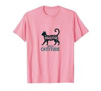 Cattitudine mentale Pawsitive: eccentrico Amante dei Gatti Maglietta, Uomo, Rosa, L
