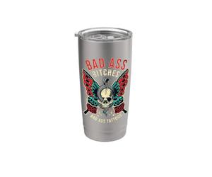 Cattivo Culo Bitches Donne Tatuate Empowered Retro Tattoo Flash Bicchiere termico in acciaio inox doppia parete