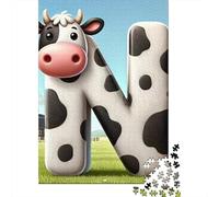 Cattle 1000 Componenti Carta Spessa Cow Letter N Puzzle Familiare Livello Di Difficoltà Equilibrato Intrattenimento Fine Settimana A Domicilio Divertente 38x26cm/1000pcs