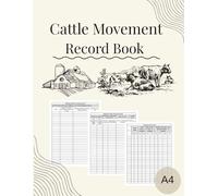 Cattle Movement Record Book: Individual Animal Identification/ Movement Record, Herd Register for Bovine Animals Farm Livestock
