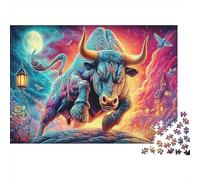 Cattle Puzzle 1000 Pezzi Toro fantastico in paesaggio notturno magico regalo perfetto gioco stimolante intrattenimento creativo decorazione casa 70x50 cm