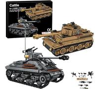 Cattle WW2 Army Tank Toys Building Kit, una tigre tedesca e un carro armato americano M4 Sherman modellini 1184 blocchi giocattolo militare regalo per ragazzi bambini e ragazzi età 6-14