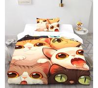 CATTO DI CArteeONO Set Di Biancheria Da Letto Copripiumino 2 Pezzi Comfort in Cotone Per Coppia Adulti Doppia Con 2 Federe Single（135x200cm）
