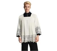 Cattolico Pieghe Pizzo Surplice ALB Robe Chiesa Paramento liturgico Coro Vestiti Clero Cappotto, Stile 01, XL