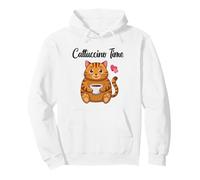 Cattuccino Time Funny Quote Cute Orange Cat Illustrazione Felpa con Cappuccio