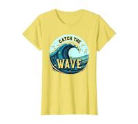 Cattura l'onda: Avventura oceanica del Surfista Maglietta, Donna, Limone, XL