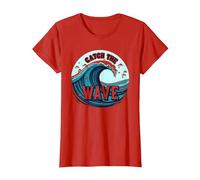 Cattura l'onda: Avventura oceanica del Surfista Maglietta, Donna, Rosso, L