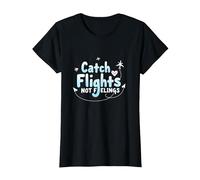 Cattura voli Non Sentimenti - Witty Travel Adventure Maglietta, Donna, Nero, XL