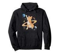 Caturn Saturn Cat in Space Funny Kitten Cats Lovers Galaxy Felpa con Cappuccio