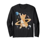 Caturn Saturn Cat in Space Funny Kitten Cats Lovers Galaxy Maglia a Manica
