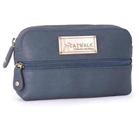 Catwalk Collection Handbags - Astuccio Piccolo in Pelle - Custodia per Accessori o Fotocamera Compatta - Pochette Multiuso Donna - Savannah - Blu