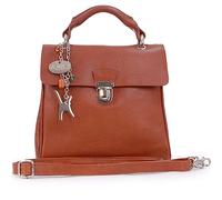 Catwalk Collection Handbags - Borsa a Tracolla con Manico per Donna in Vera Pelle - Borsa a Mano Media - Tracolla Removibile - Pandora Marrone Chiaro
